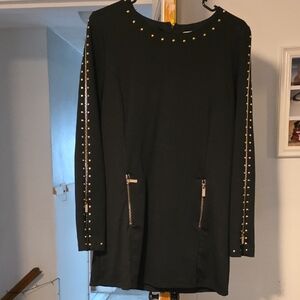 K Jordan Black Tunic with Gold Studded Accents